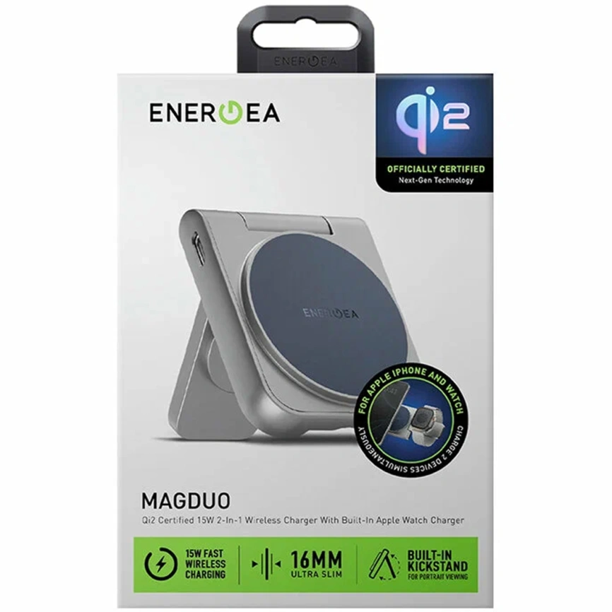 Беспроводное зарядное устройство EnergEA MagDuo Qi2 (2 в 1) Blue (MAG-DUO-BLU) фото 5