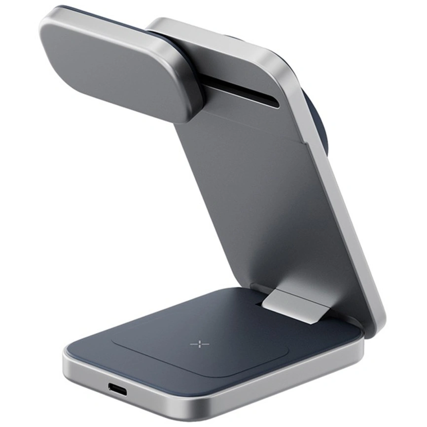 Беспроводное зарядное устройство EnergEA MagTrio Plus 3-in-1 Qi2 MagSafe Dark blue фото 3